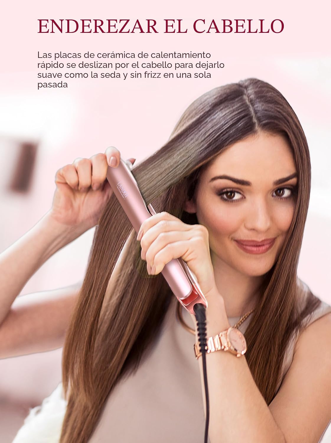 LANDOT - Plancha de pelo 2 en 1 y rizador, plancha plana de doble v...