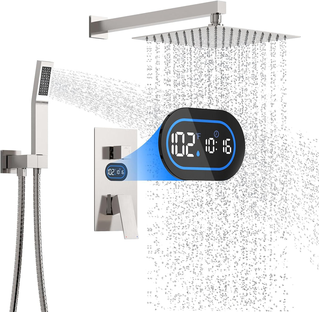 Juego de grifo de ducha con pantalla de temperatura de hidropoder,...
