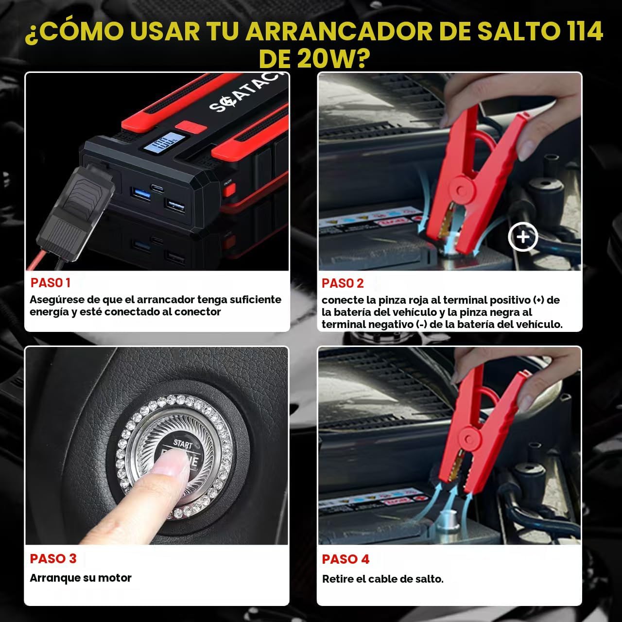 Scatach 4000A arrancador de batería de coche, arrancador de batería...