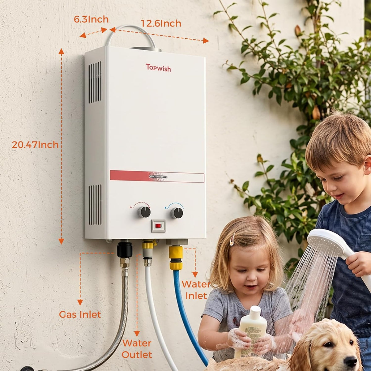 TOPWISH Calentador de agua sin tanque de propano 8L 2.11GPM, calent...