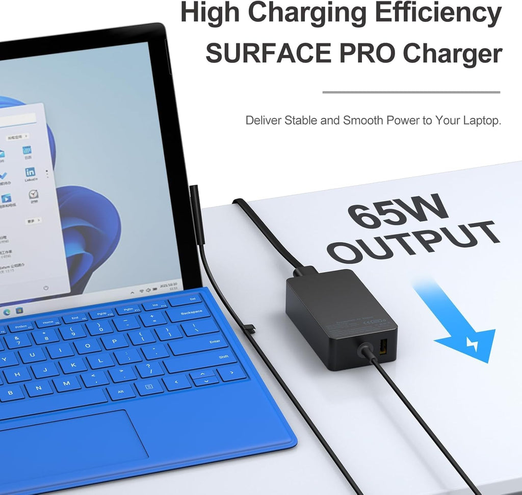Cargador para laptop Surface Pro de 65 W, para Microsoft Surface Pr...