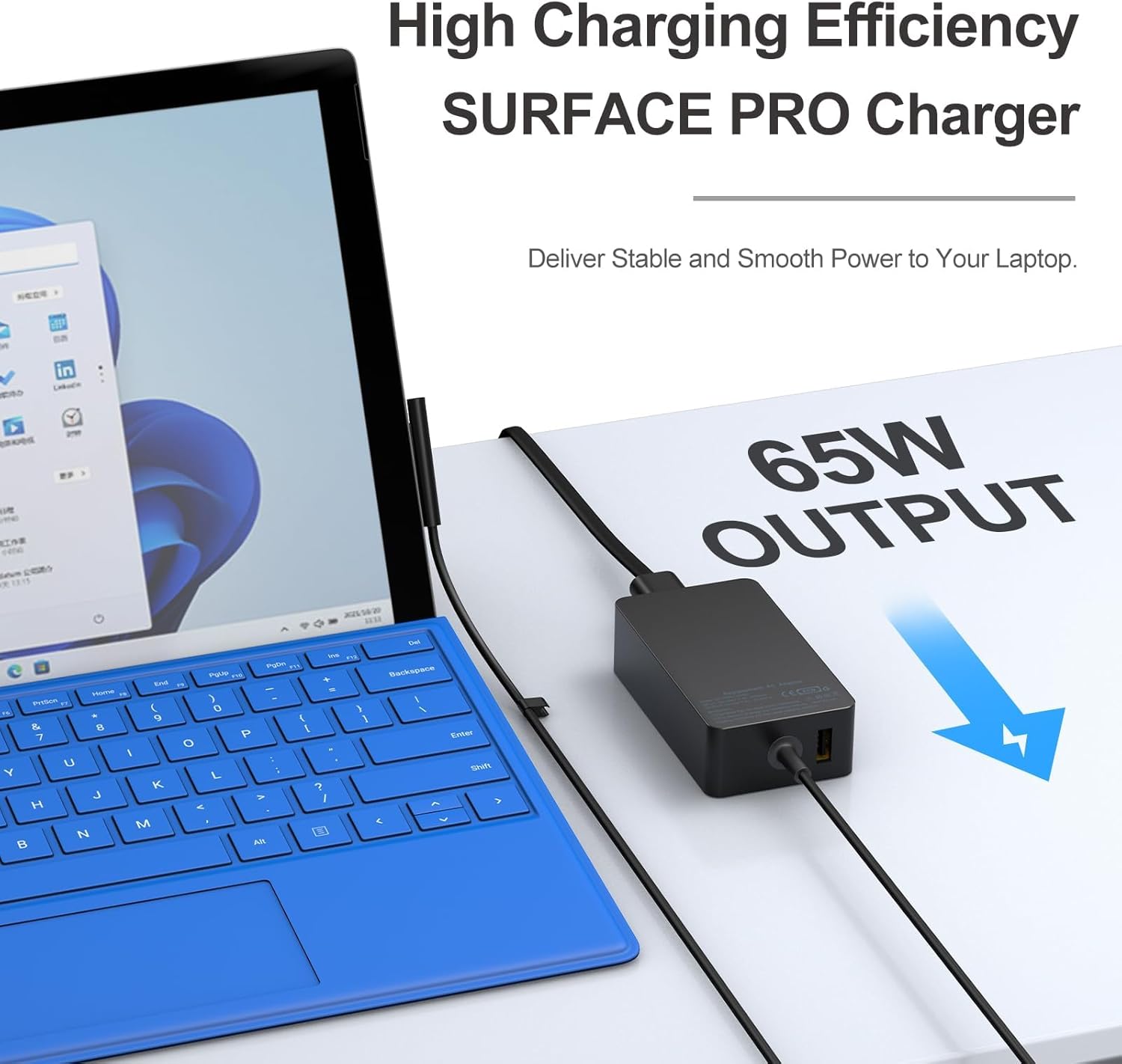 Cargador para laptop Surface Pro de 65 W, para Microsoft Surface Pr...