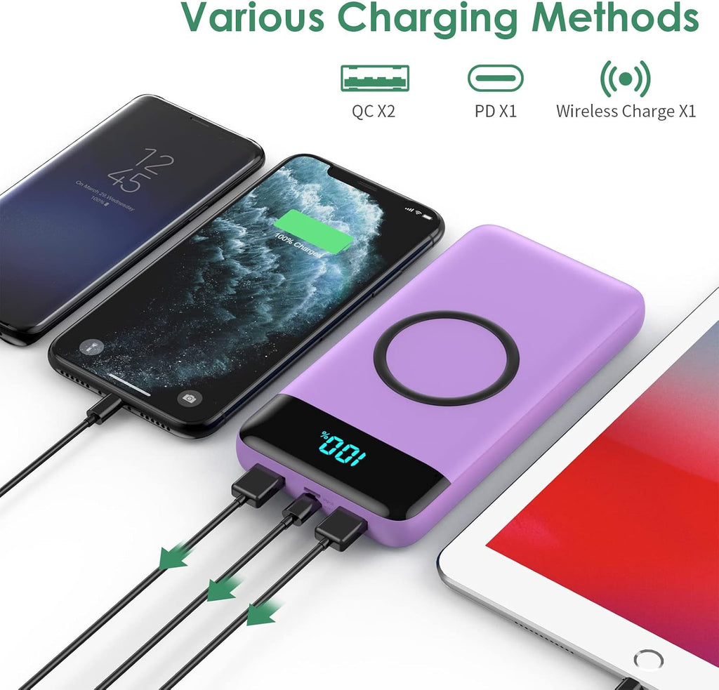 Cargador portátil inalámbrico de 30,800 mAh, cargador de batería US...