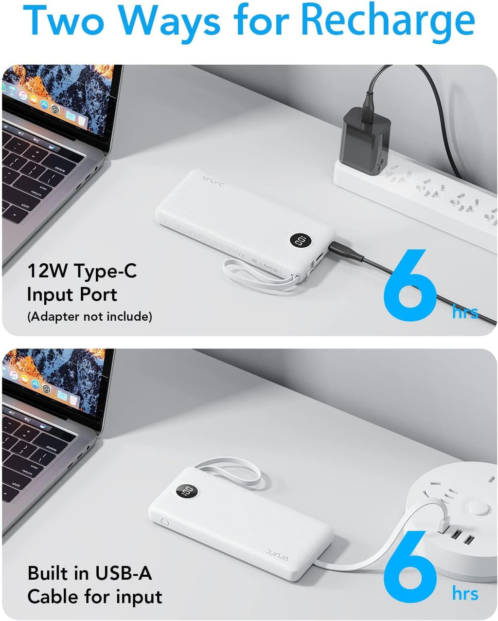 VRURC Cargador Portátil Power Bank, Paquete de Batería Esencial de...