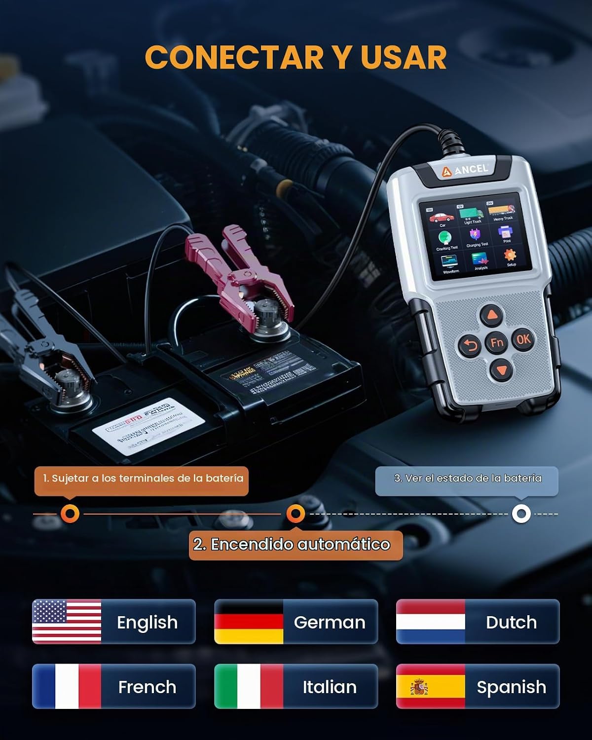 ANCEL BA101PRO - Probador de batería para automóvil, camión, SUV, R...