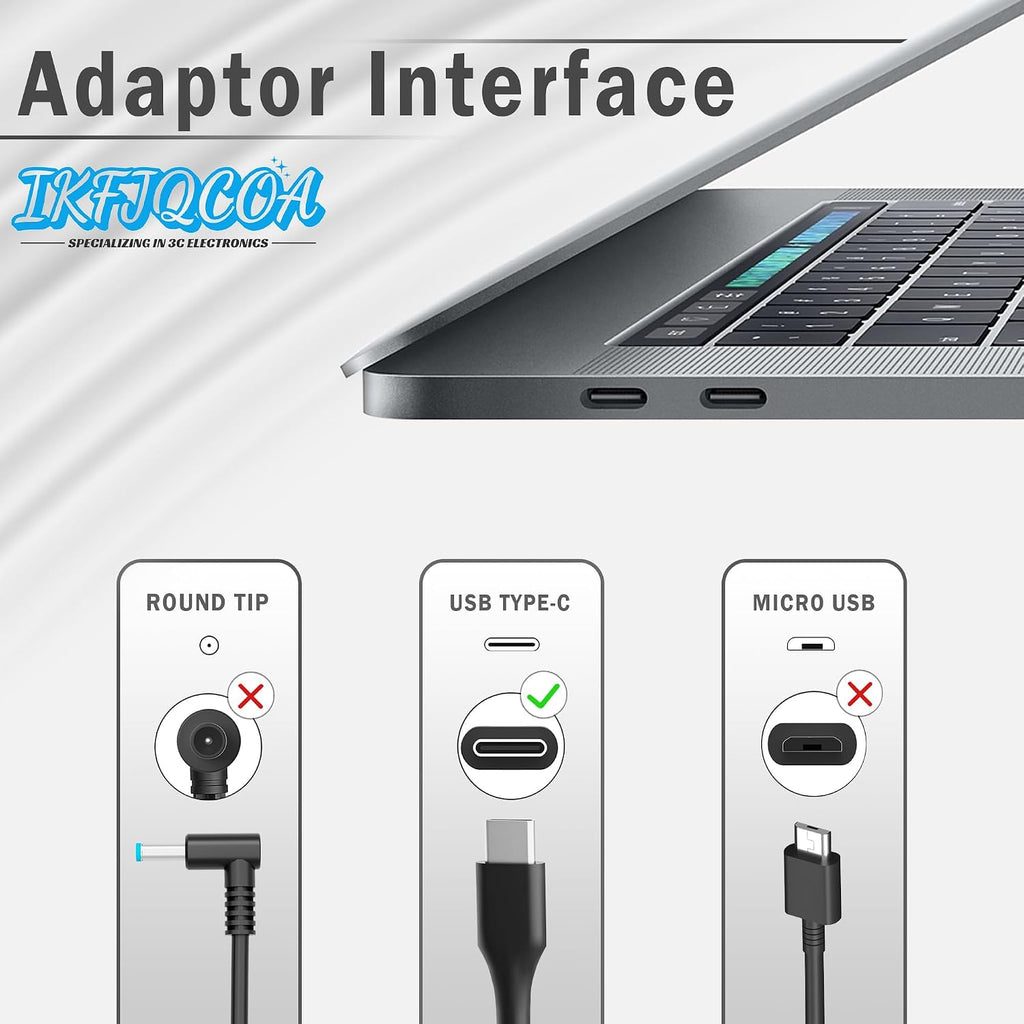IKFJQCOA Cargador USB C de 65 W y 45 W para laptop compatible con L...