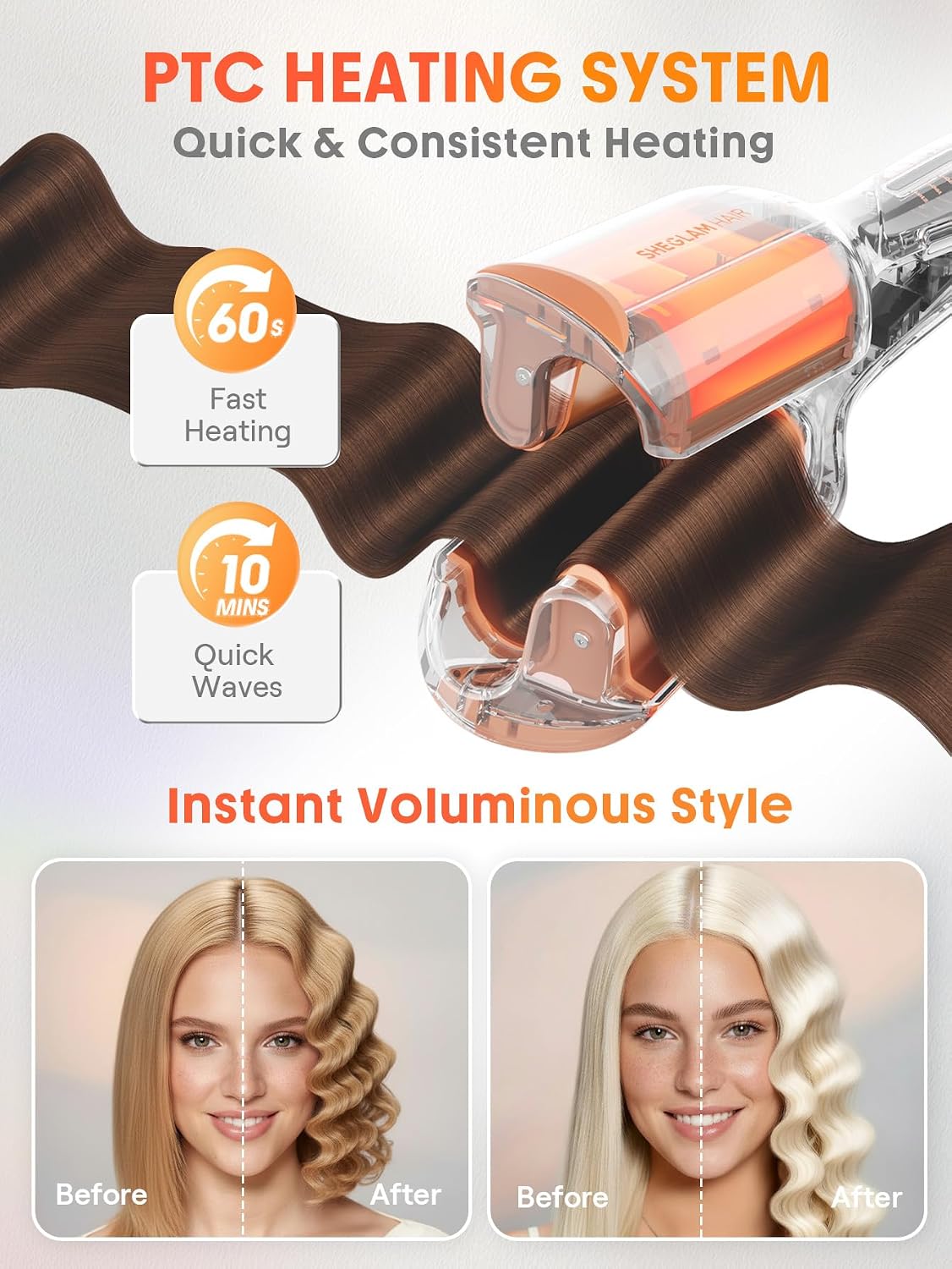 SHEGLAM 1.9 cm Ondulador Profundo para Cabello Corto, Herramienta d...