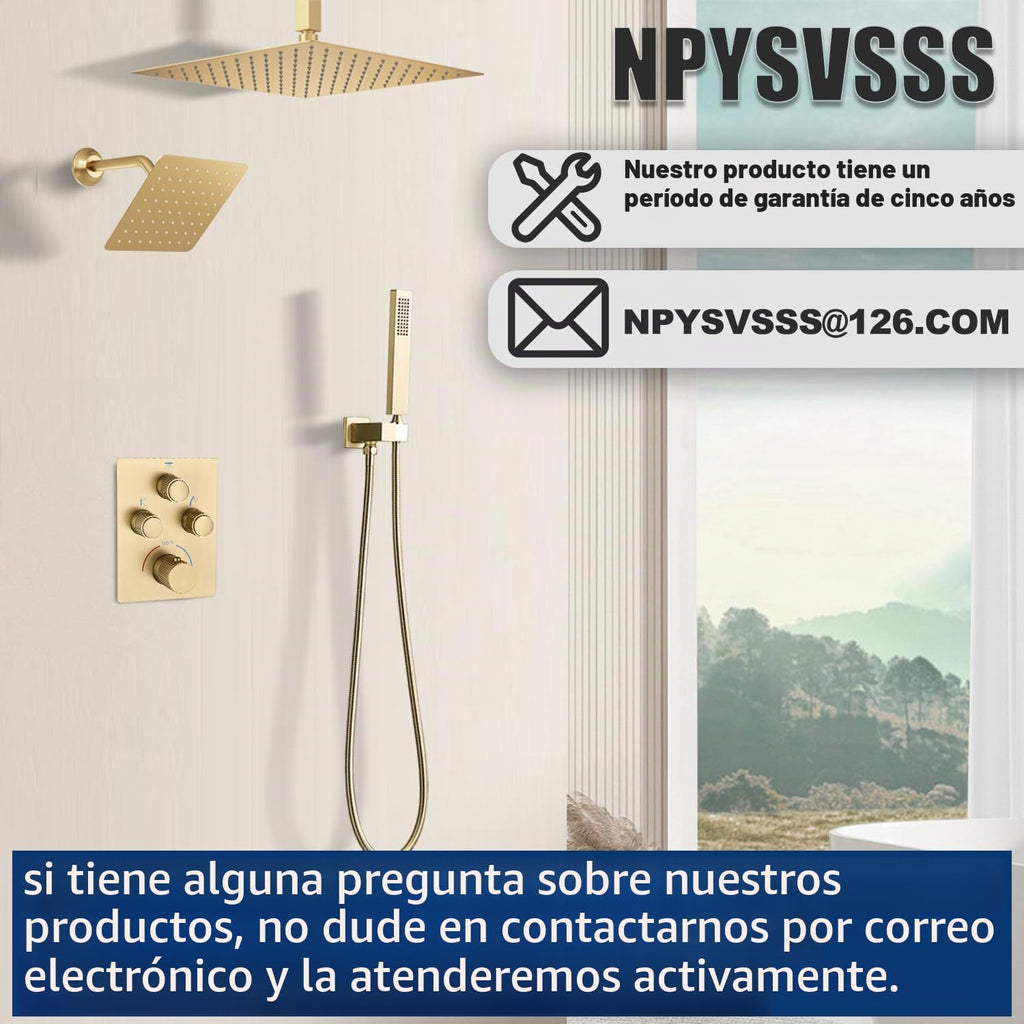 NPYSVSSS Sistema de ducha doble con cabezal de ducha de lluvia mont...