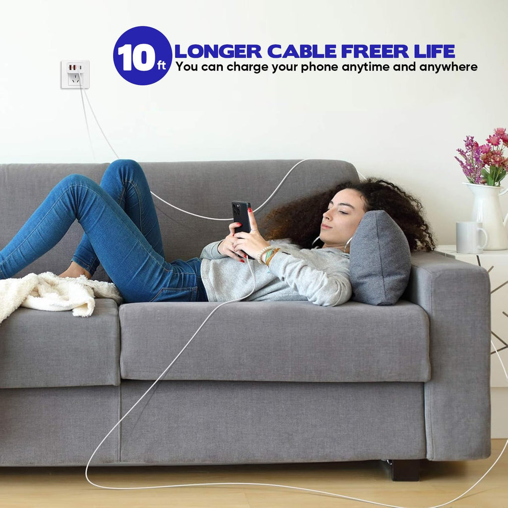 Cargador de 10 pies para iPhone 17, 16, 15 Pro, paquete de 2 cables...