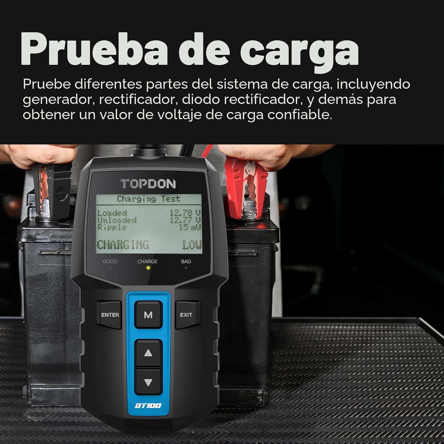 TOPDON BT100 Probador de Batería de Automóvil 12V Probador de Carga...