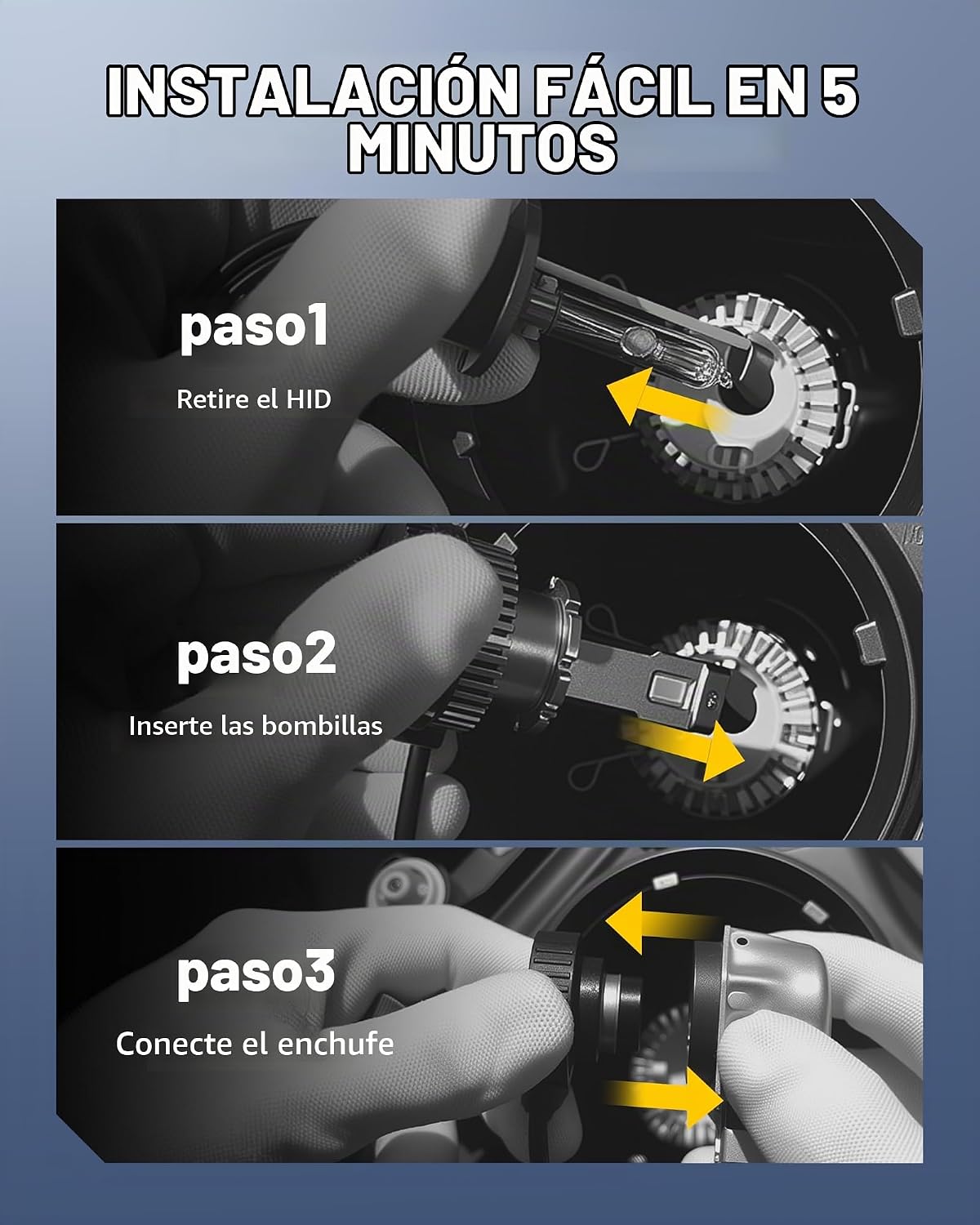 AUXITO Bombillas D4S D4R, 50000LM 6500K blanco frío, listo para con...