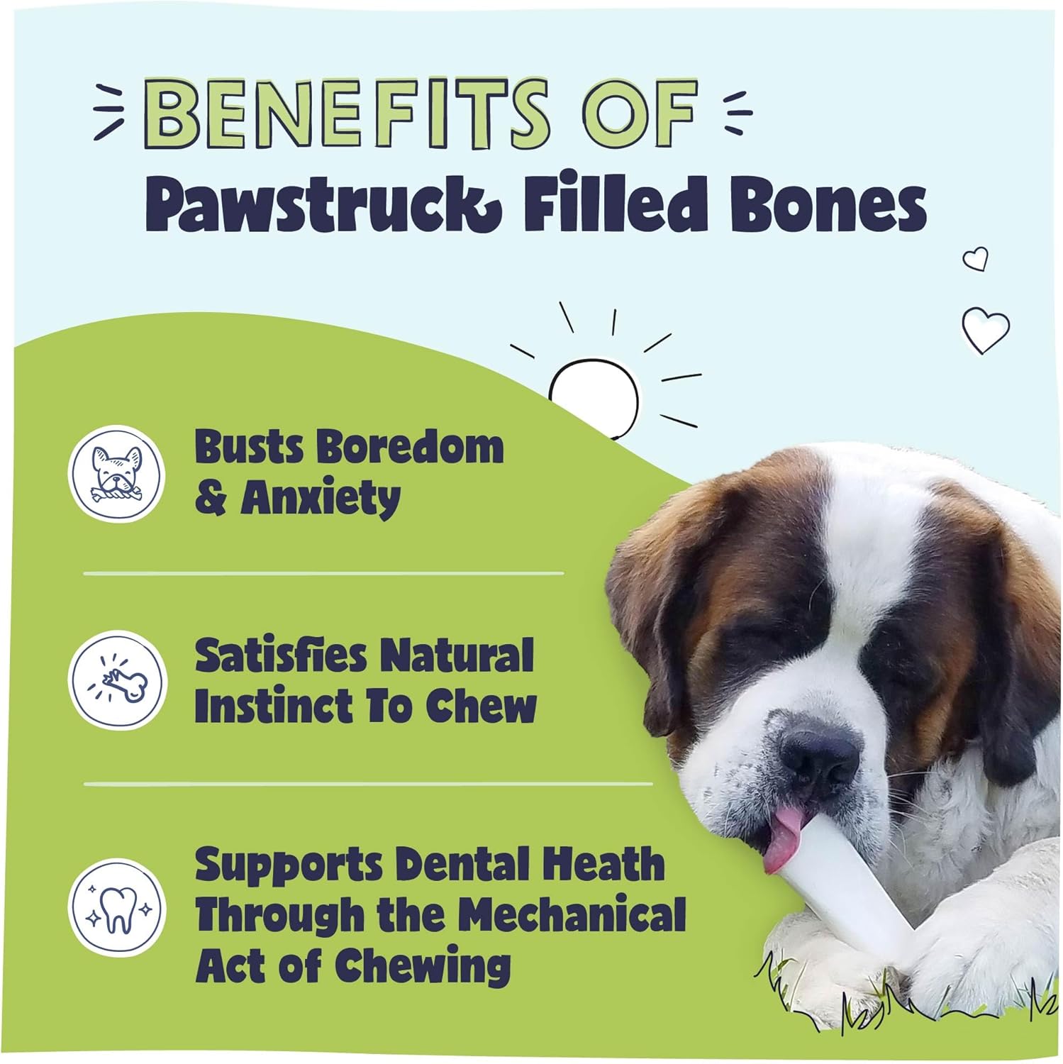 Pawstruck - Huesos de fémur grandes rellenos para perros, sabor de...