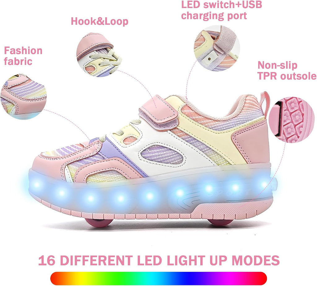 Umerigo Zapatos de patinaje a la moda para niños y niñas, tenis ret...