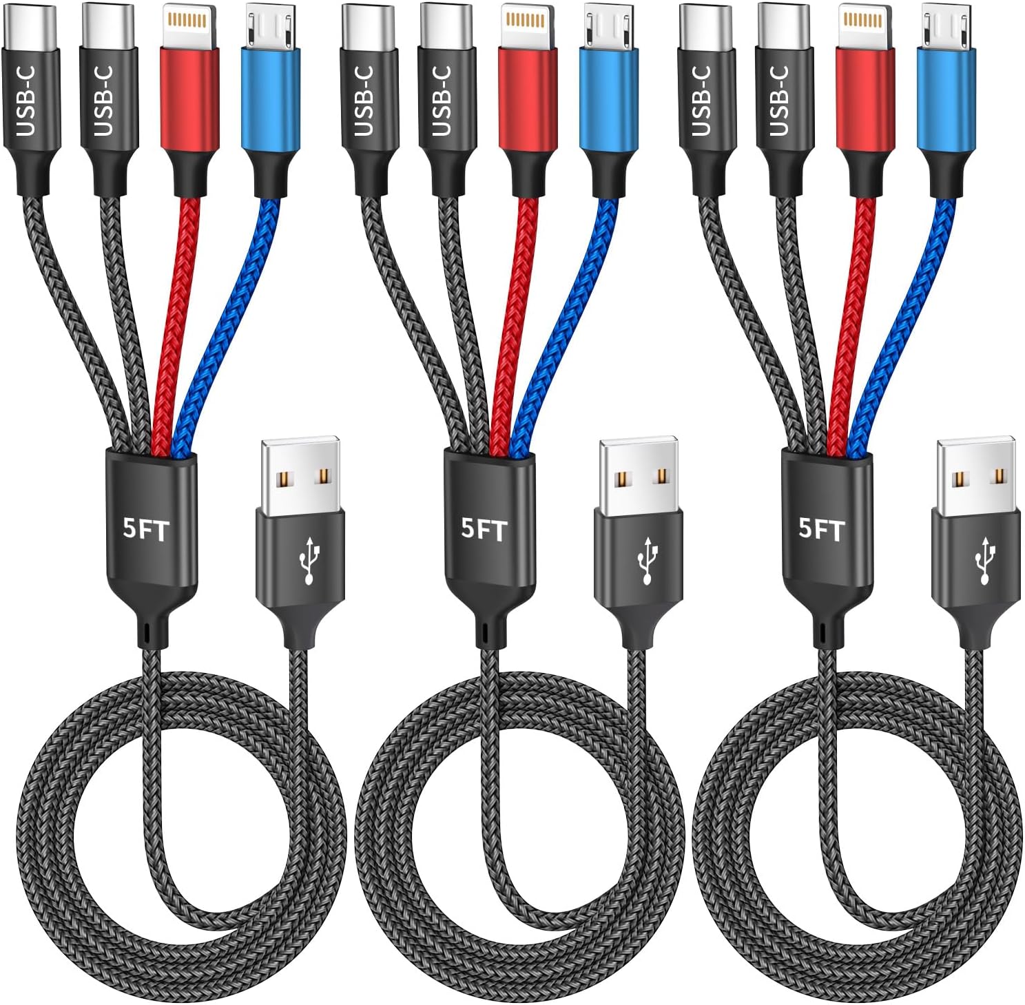 MPATIBY Cable de carga múltiple 4 en 1 dual tipo C para múltiples d...