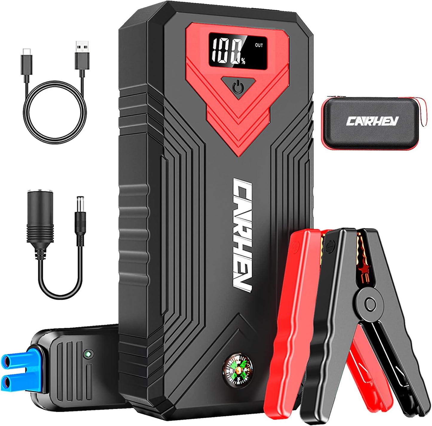 Arrancador de 3000 A, batería de coche de 24000 mAh (hasta 8.0 L de...