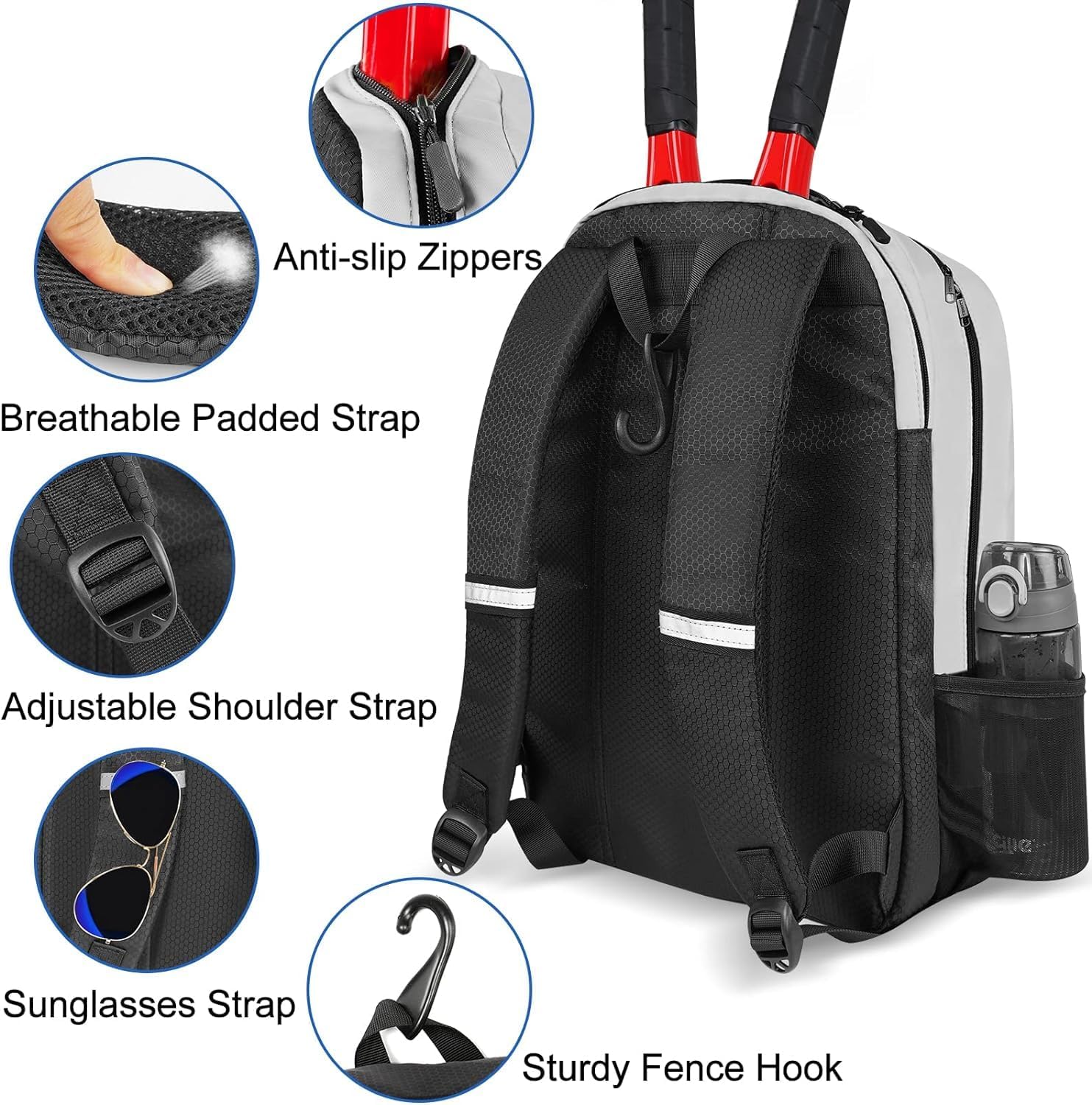 Ytonet Mochila de tenis para mujeres y hombres, 2 raquetas con bols...