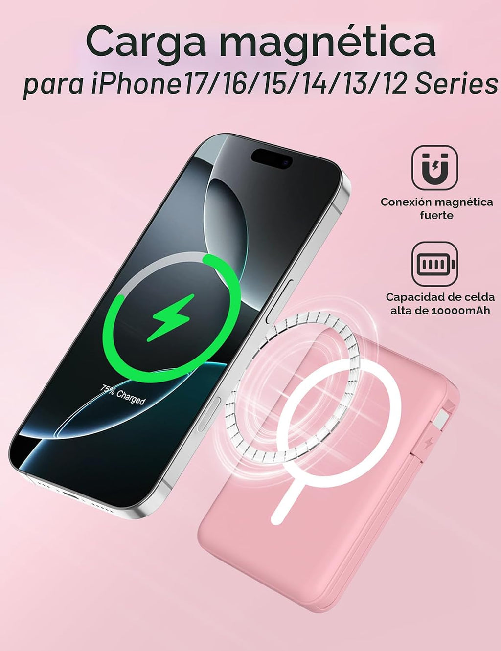 podoru Paquete de batería Magsafe, banco de energía magnético de 10...