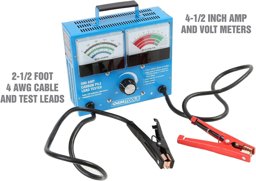 OEMTOOLS 24336 Probador de carga de batería de 500 amperios y 12 V,...
