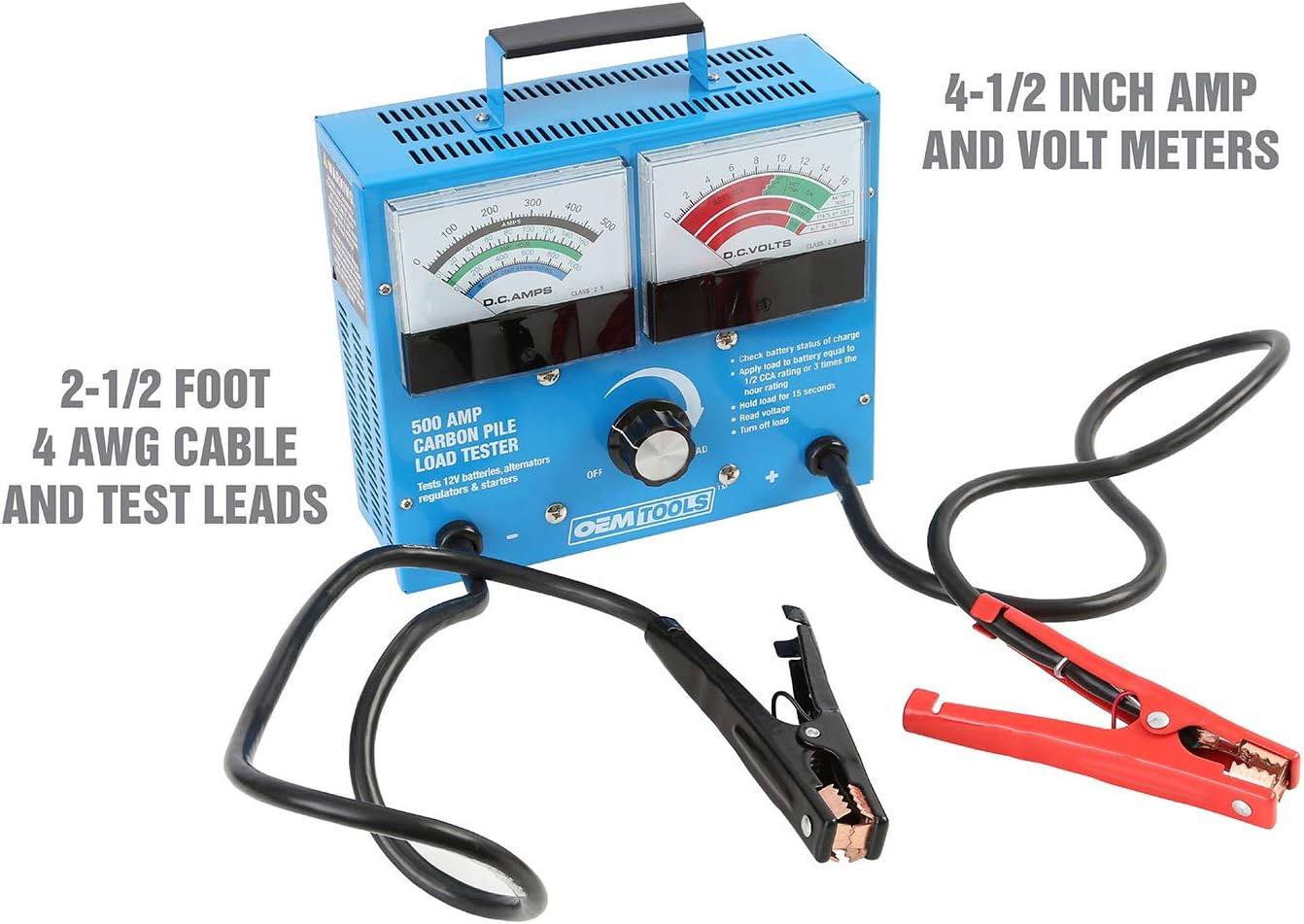 OEMTOOLS 24336 Probador de carga de batería de 500 amperios y 12 V,...