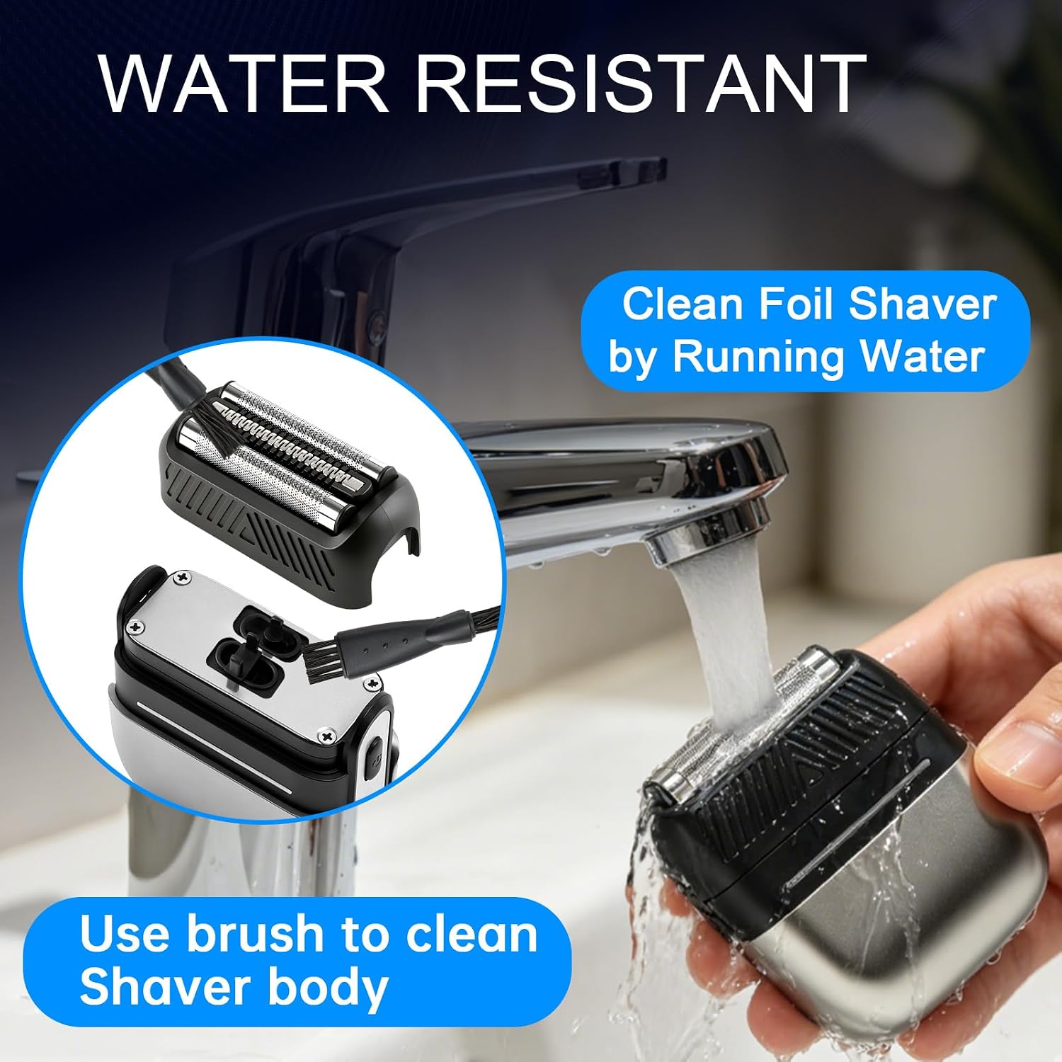 Mini afeitadora eléctrica de aluminio para hombres, cuchillas flota...