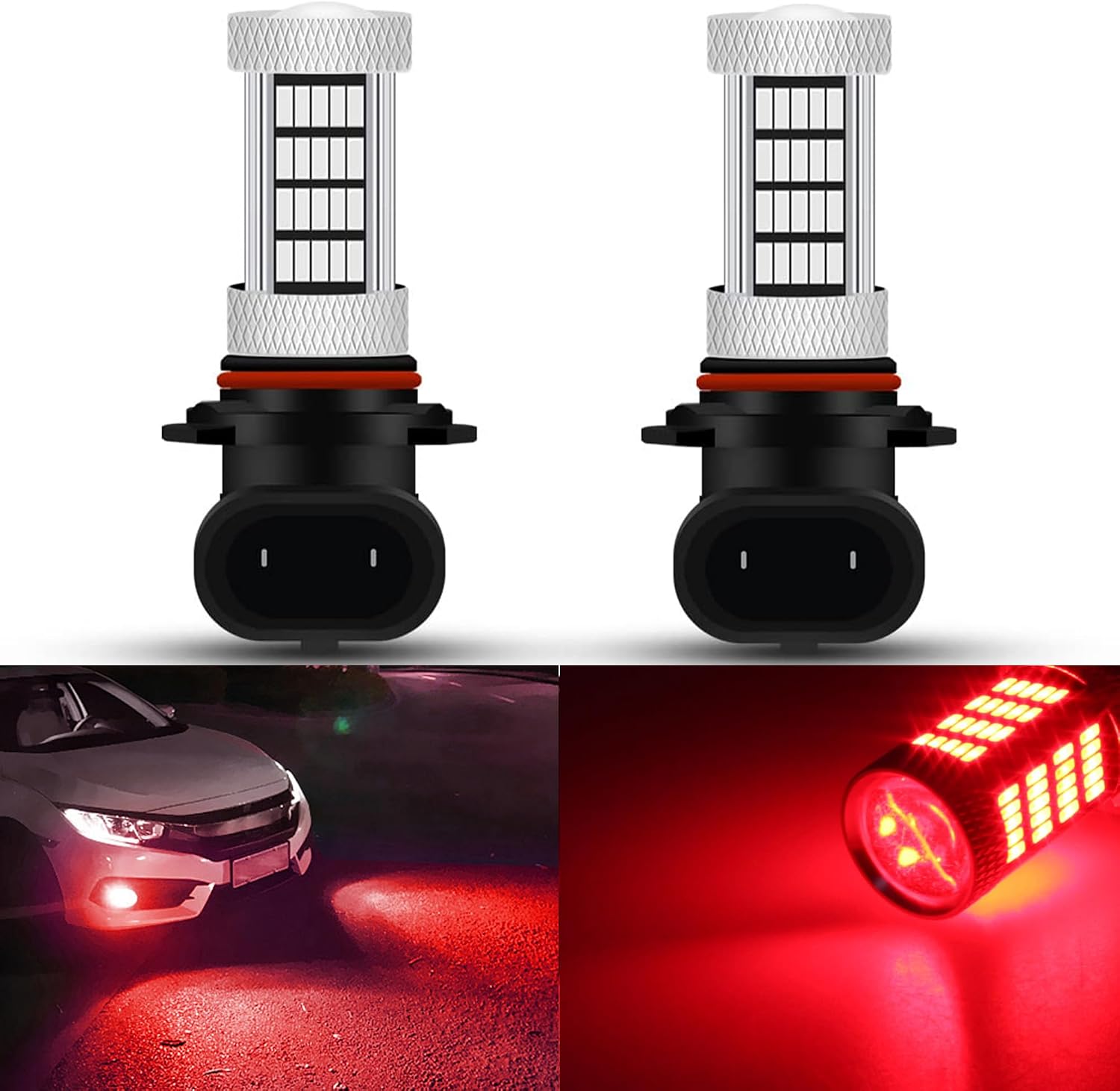 GLOFE Bombillas LED de alta potencia de 92 SMD rojas 9005 9006 9145...