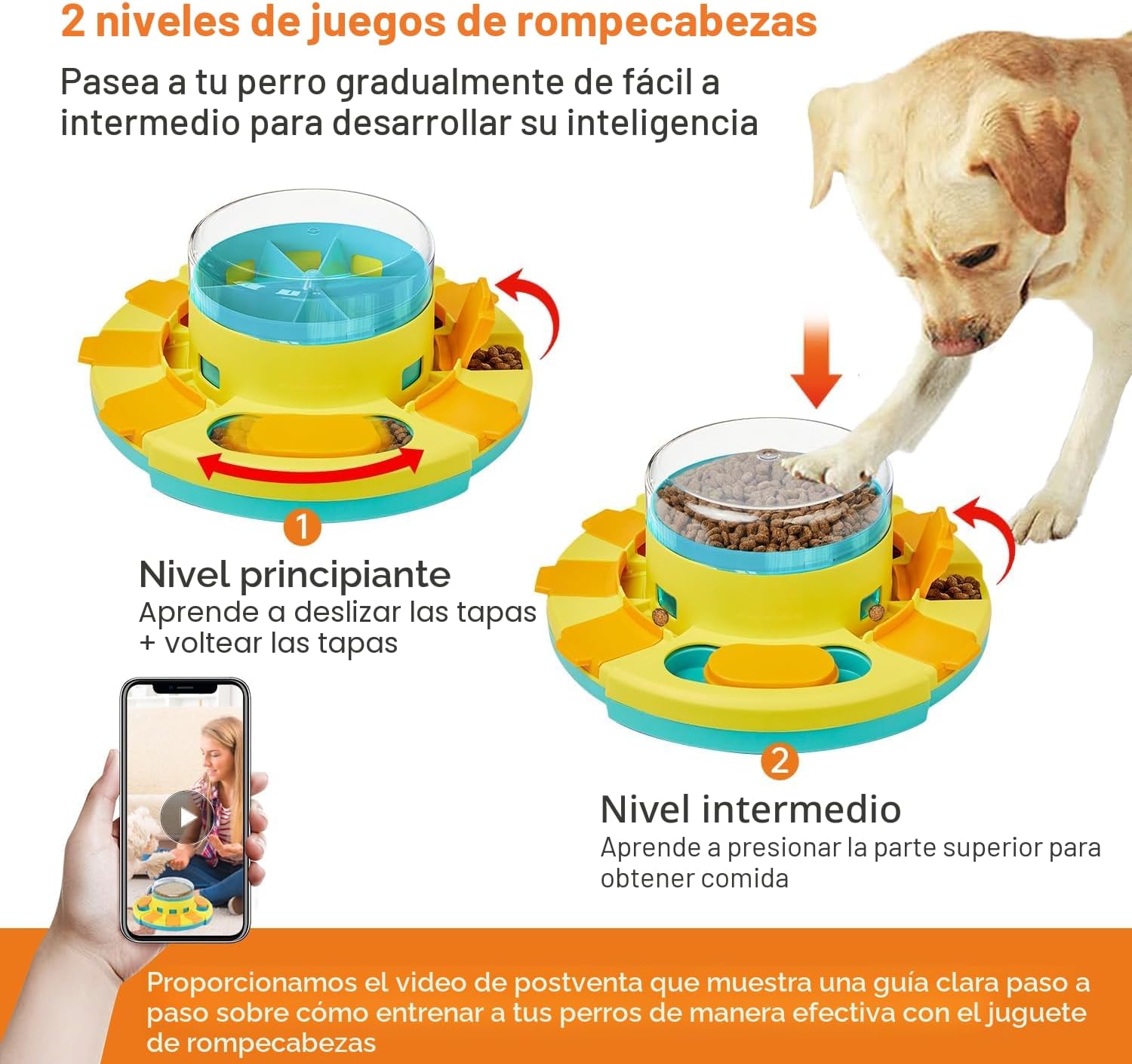 Potaroma Juguete de rompecabezas para perros de 2 niveles, alimenta...