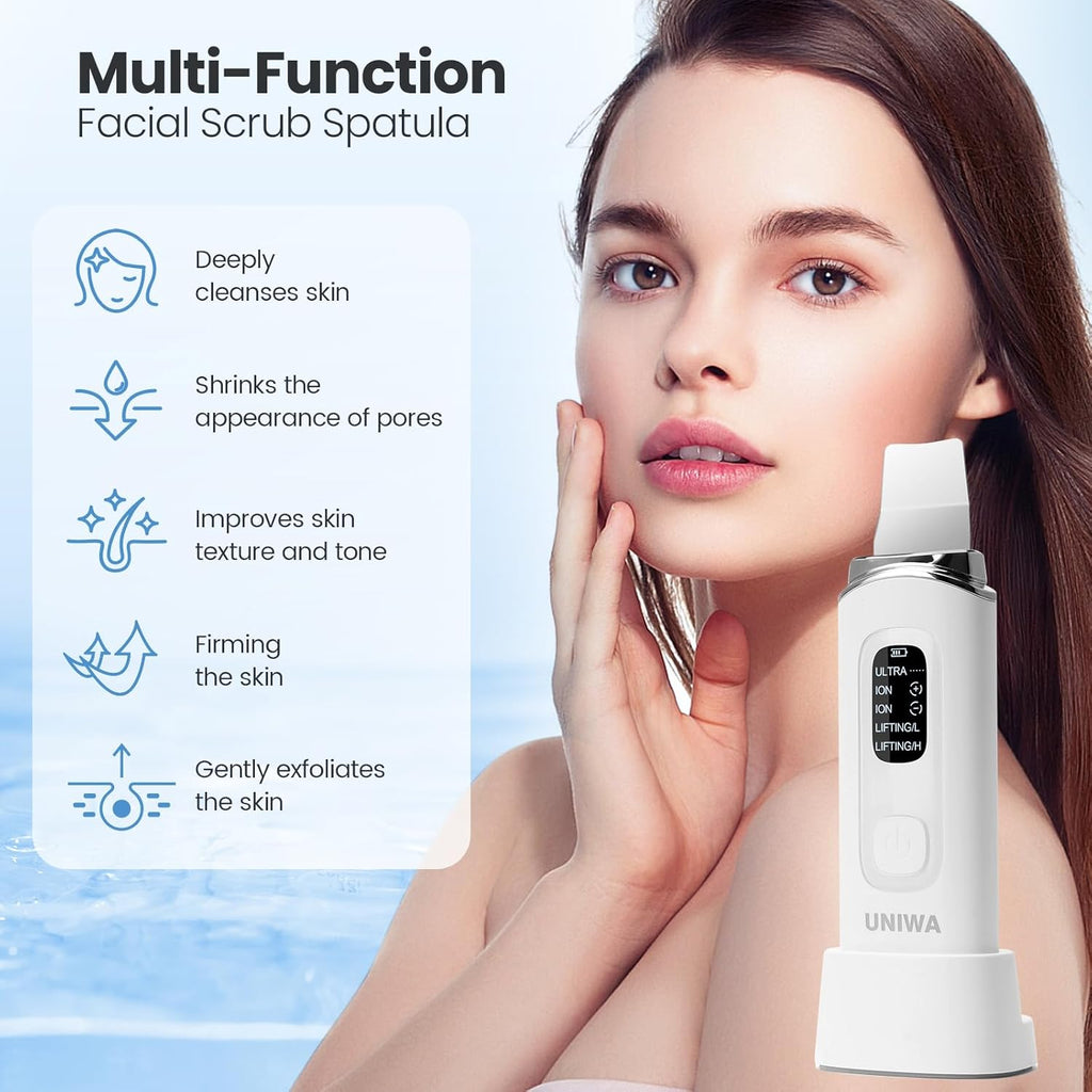 UNIWA Espátula facial ultrasónica para limpiar la piel, limpiador d...