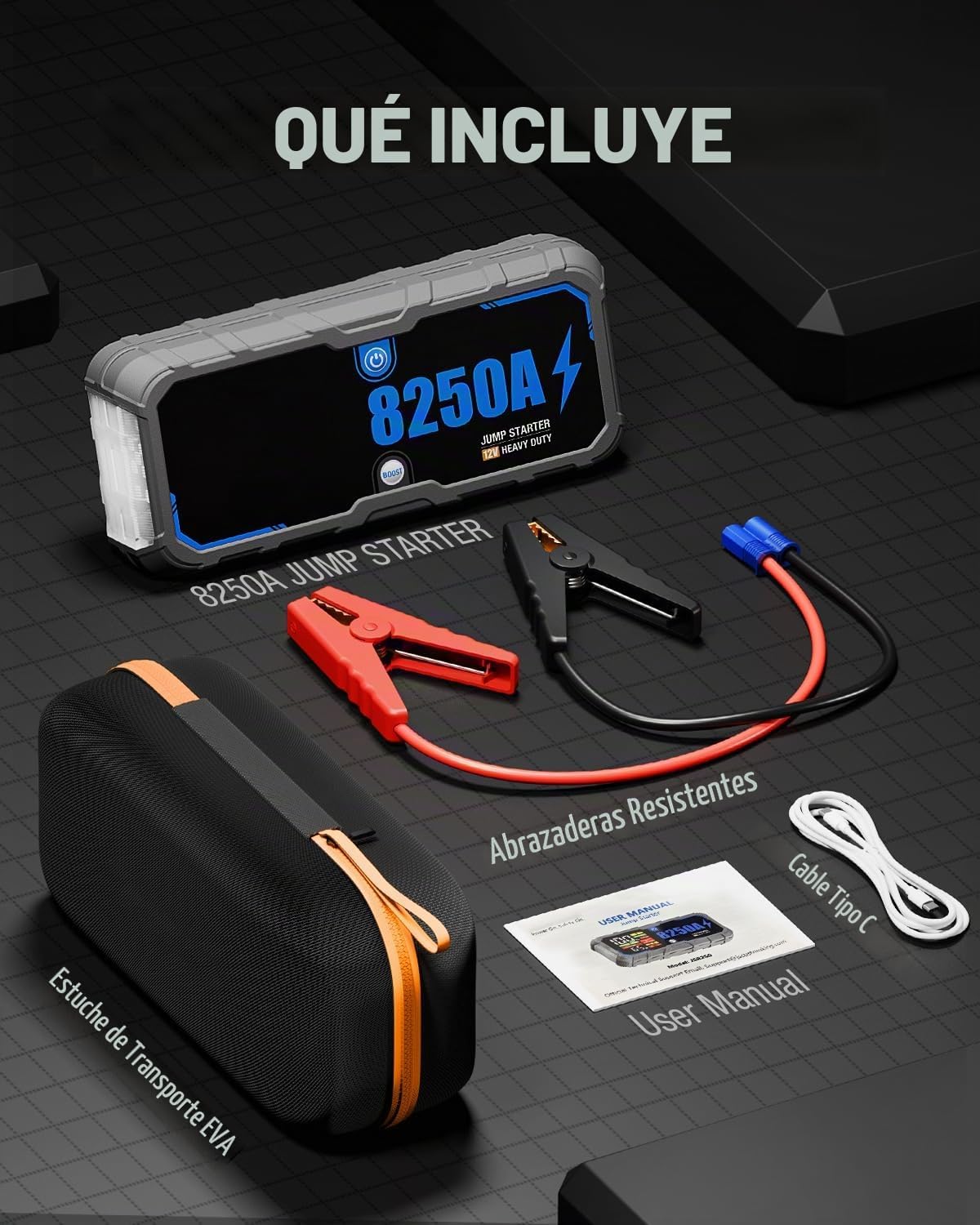 Arrancador portátil de batería de coche 8250A con PD-65W (para todo...