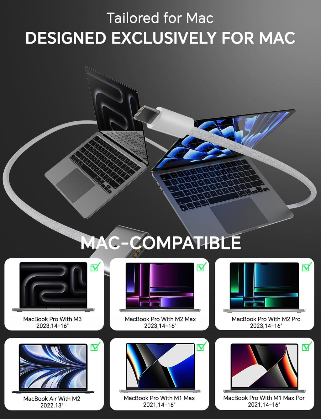 Cargador de 140 W para MacBook Pro 16 14 pulgadas Mac Air 15 13 pul...