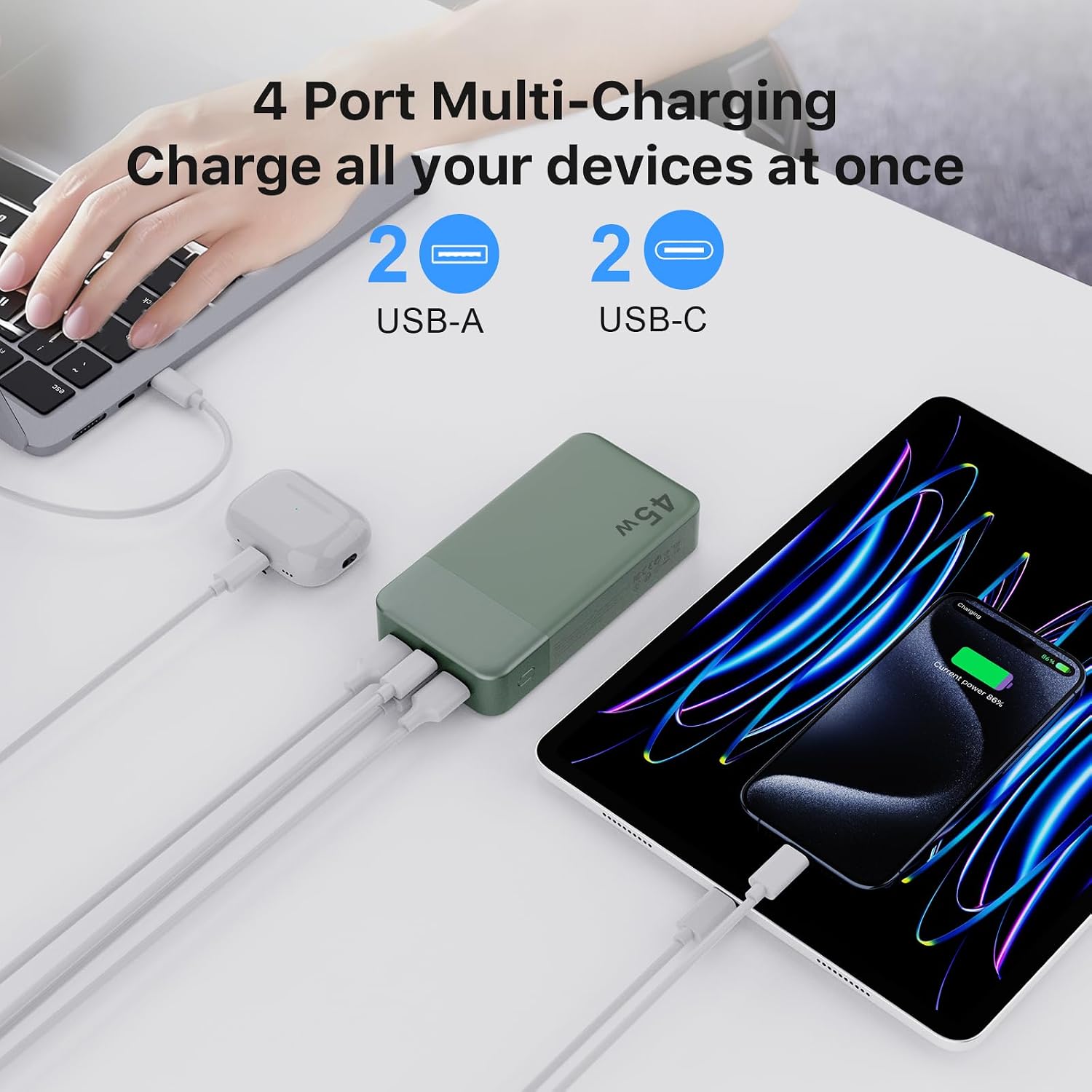 NOBIS Cargador portátil, banco de energía de 20000 mAh, carga rápid...