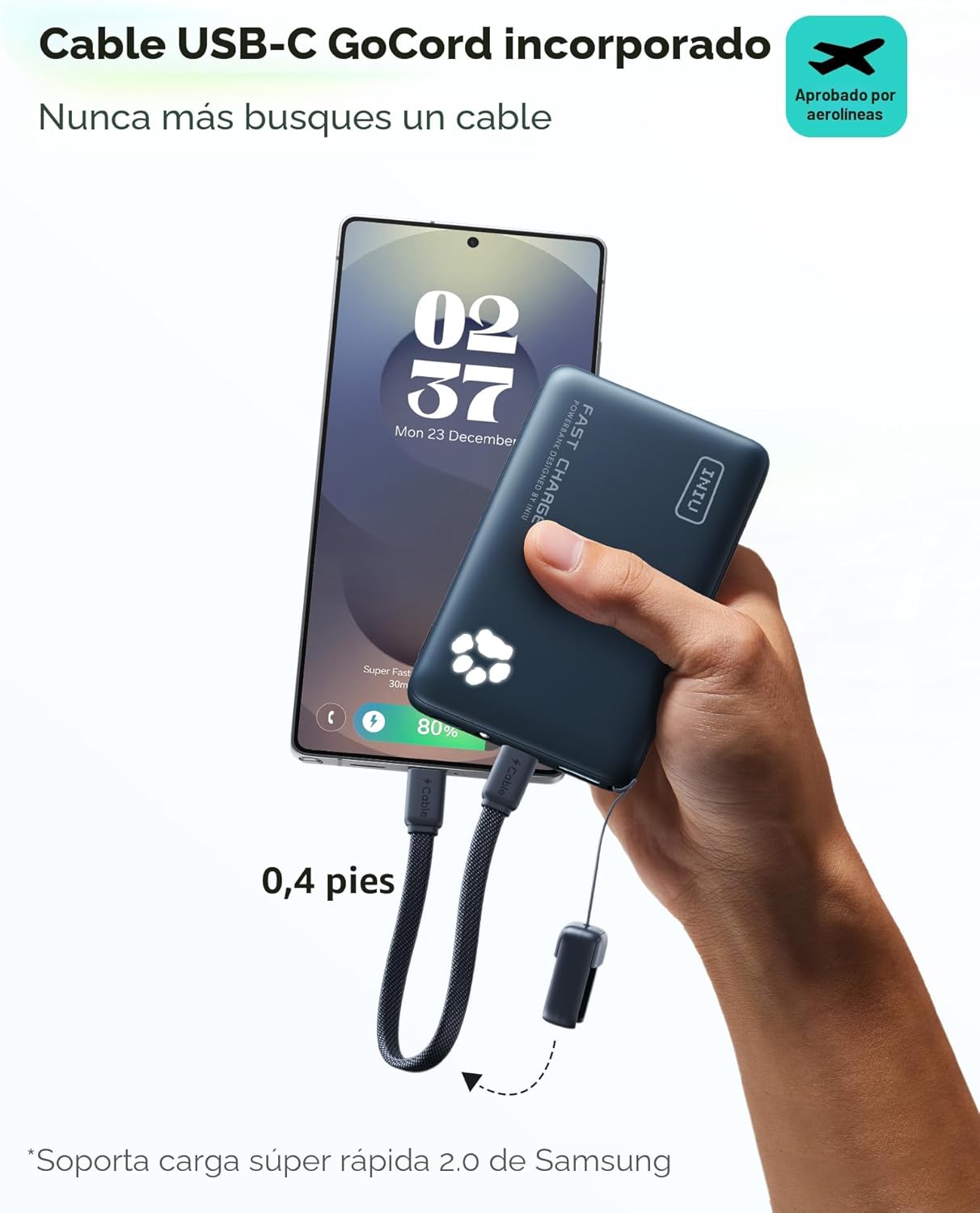 INIU Cargador portátil, ultra delgado de 10000 mAh, 45 W, batería d...