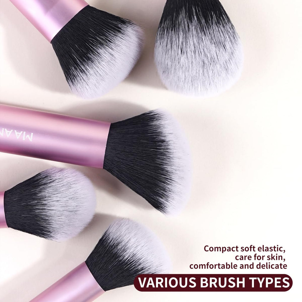 MAANGE Juego de 16 brochas de maquillaje de viaje para polvo líquid...