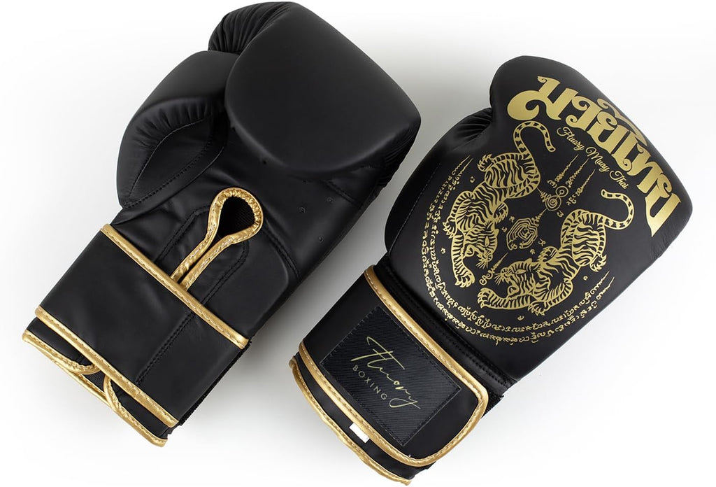 Guantes de boxeo, diseño simétrico con dos tigres, guantes de entre...