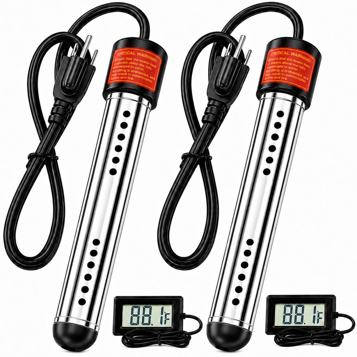 Calentador de agua de inmersión de 2000 W con termómetro digital |...