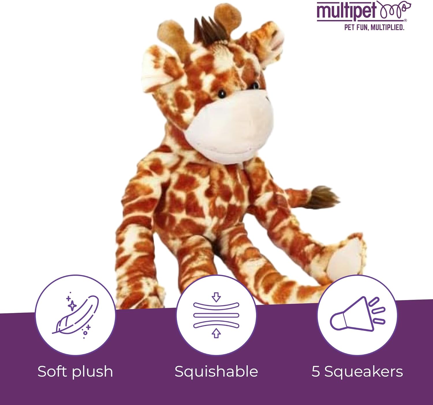 Multipet Swingin Safari - Juguete de peluche para perro, jirafa, ju...