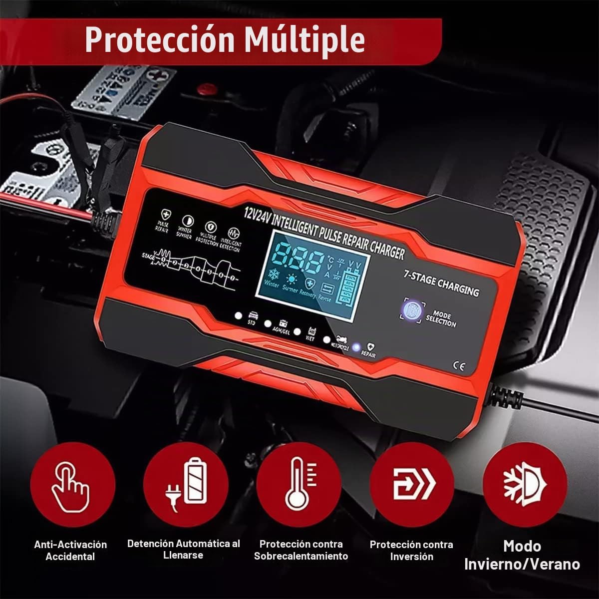 Cargador de batería de coche de 10 amperios, desulfator de batería...