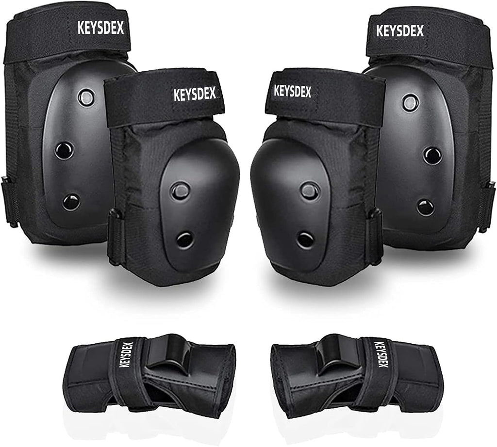 KEYSDEX Rodilleras, coderas, muñequeras 6 en 1, equipo de protecció...