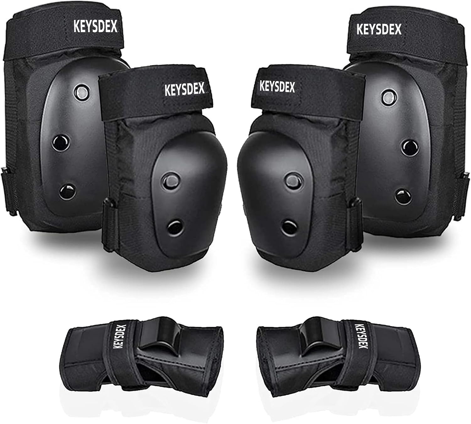 KEYSDEX Rodilleras, coderas, muñequeras 6 en 1, equipo de protecció...