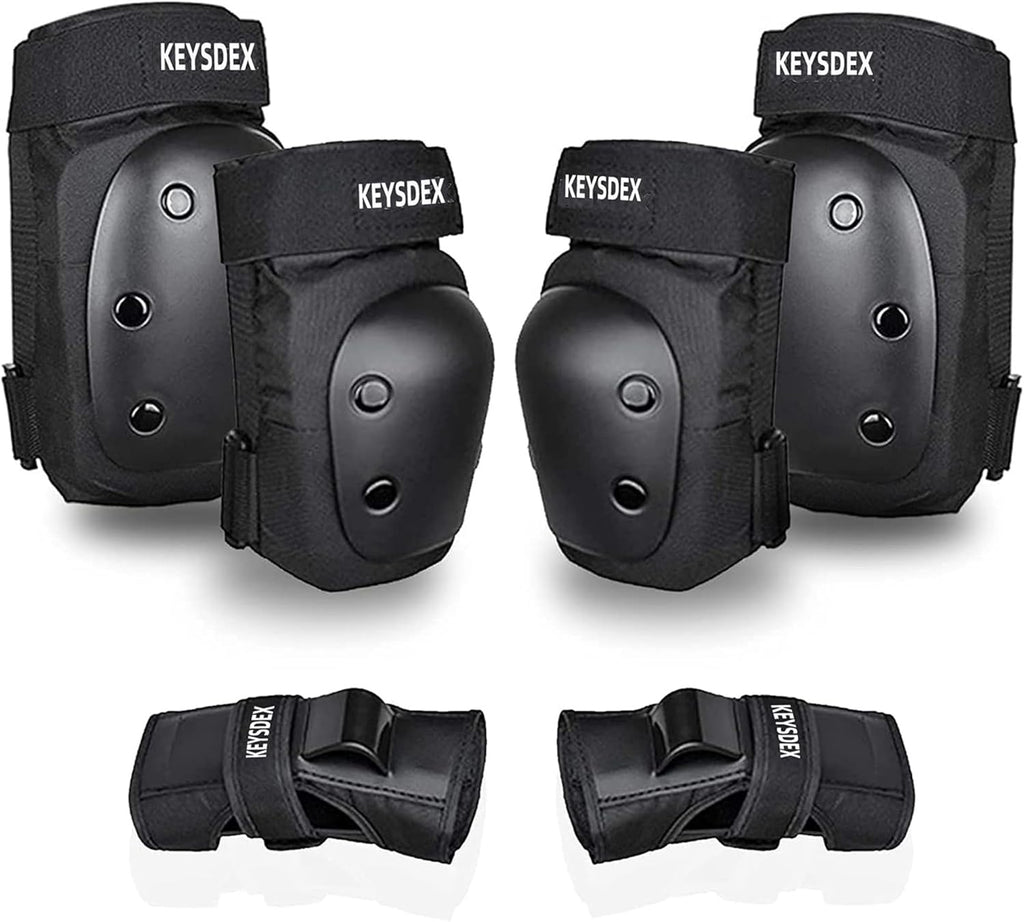 KEYSDEX Rodilleras, coderas, muñequeras 6 en 1, equipo de protecció...