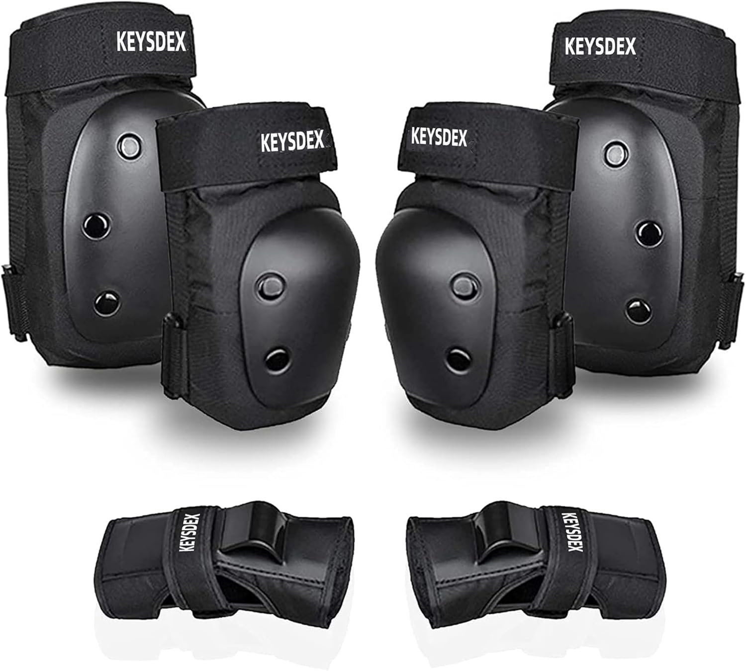 KEYSDEX Rodilleras, coderas, muñequeras 6 en 1, equipo de protecció...