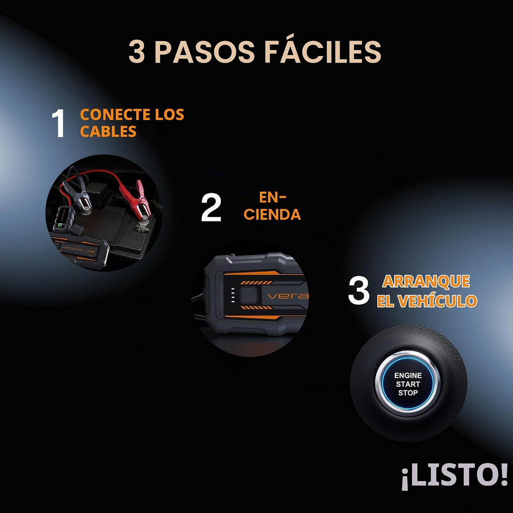 Veratek V6 Pro 1000A Arrancador de Batería de Coche Portátil (6.0L...