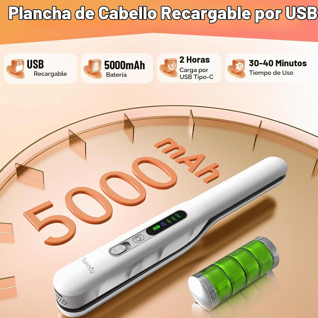 SUNMAY - Plancha y rizador de pelo inalámbrico 2 en 1 con cuidado i...