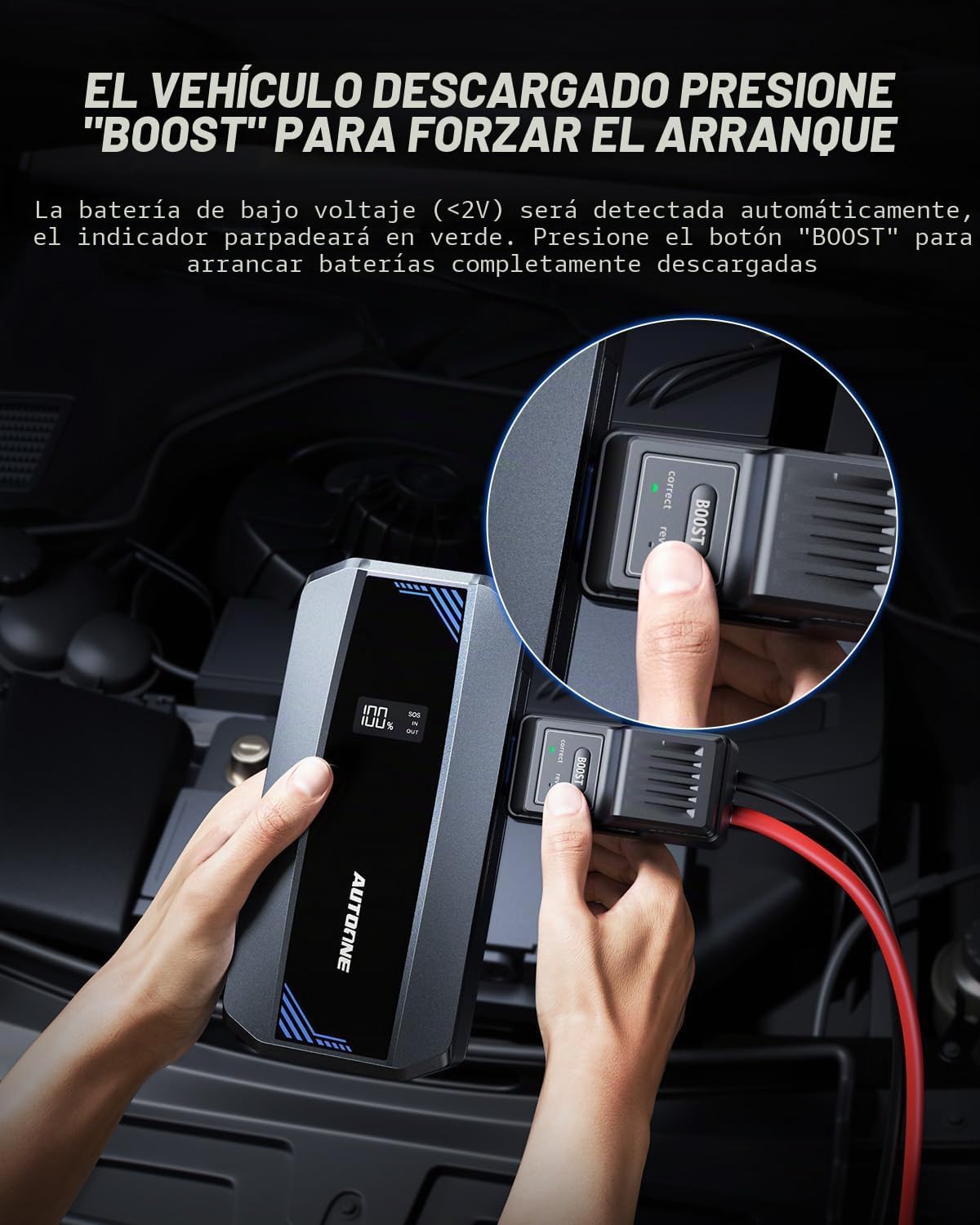 AUTOONE Arrancador de Coche 6000A Refuerzo de Batería, Paquete de B...