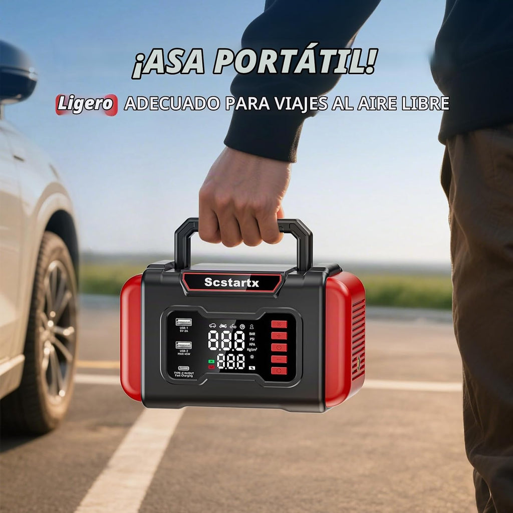 Arrancador Portátil para Automóvil con Compresor de Aire, 4000A Pic...