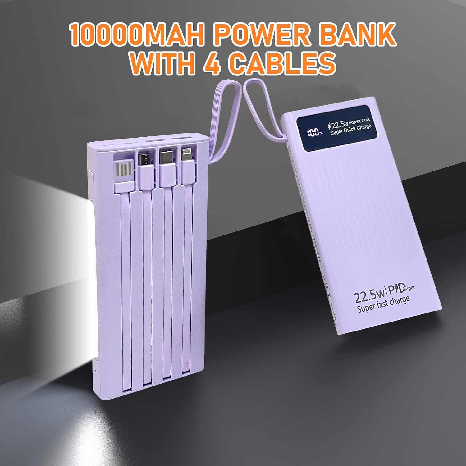 Mandarooker - Cargador portátil con cables integrados, banco de ene...