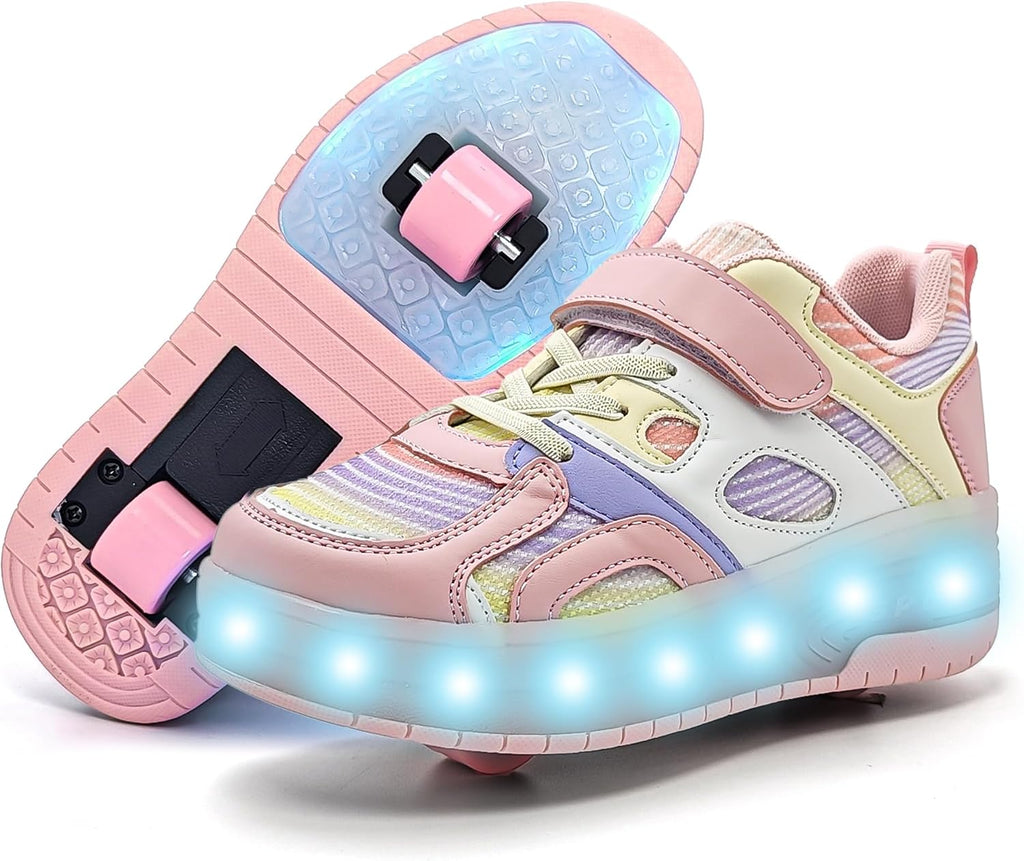 Umerigo Zapatos de patinaje a la moda para niños y niñas, tenis ret...