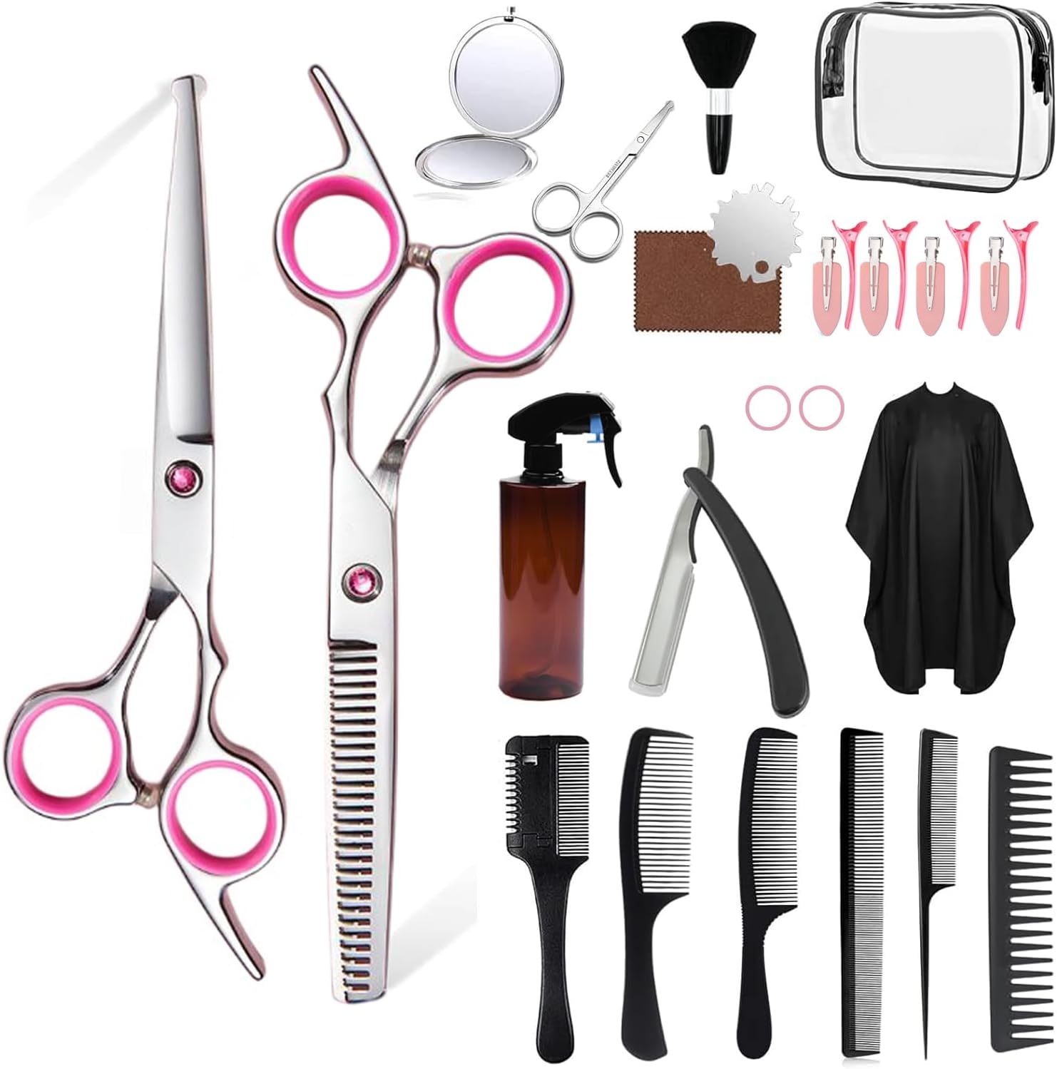 Kit de tijeras de corte de cabello, 27 piezas de tijeras profesiona...