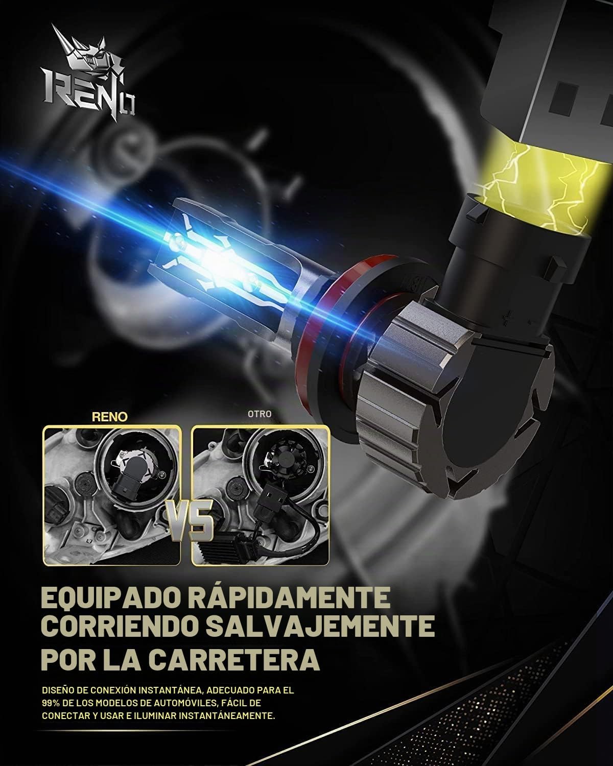 Bombilla RENO H11, luces antiniebla H11 de 6500K, blanca, sin venti...