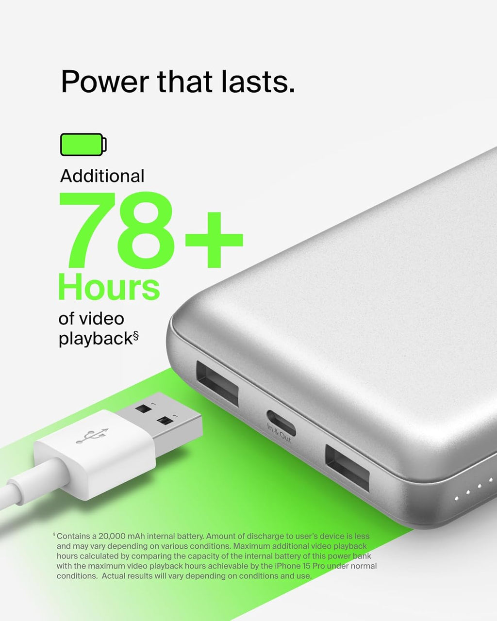 Belkin Cargador portátil, cargador de batería USB-C de 20000 mAh co...