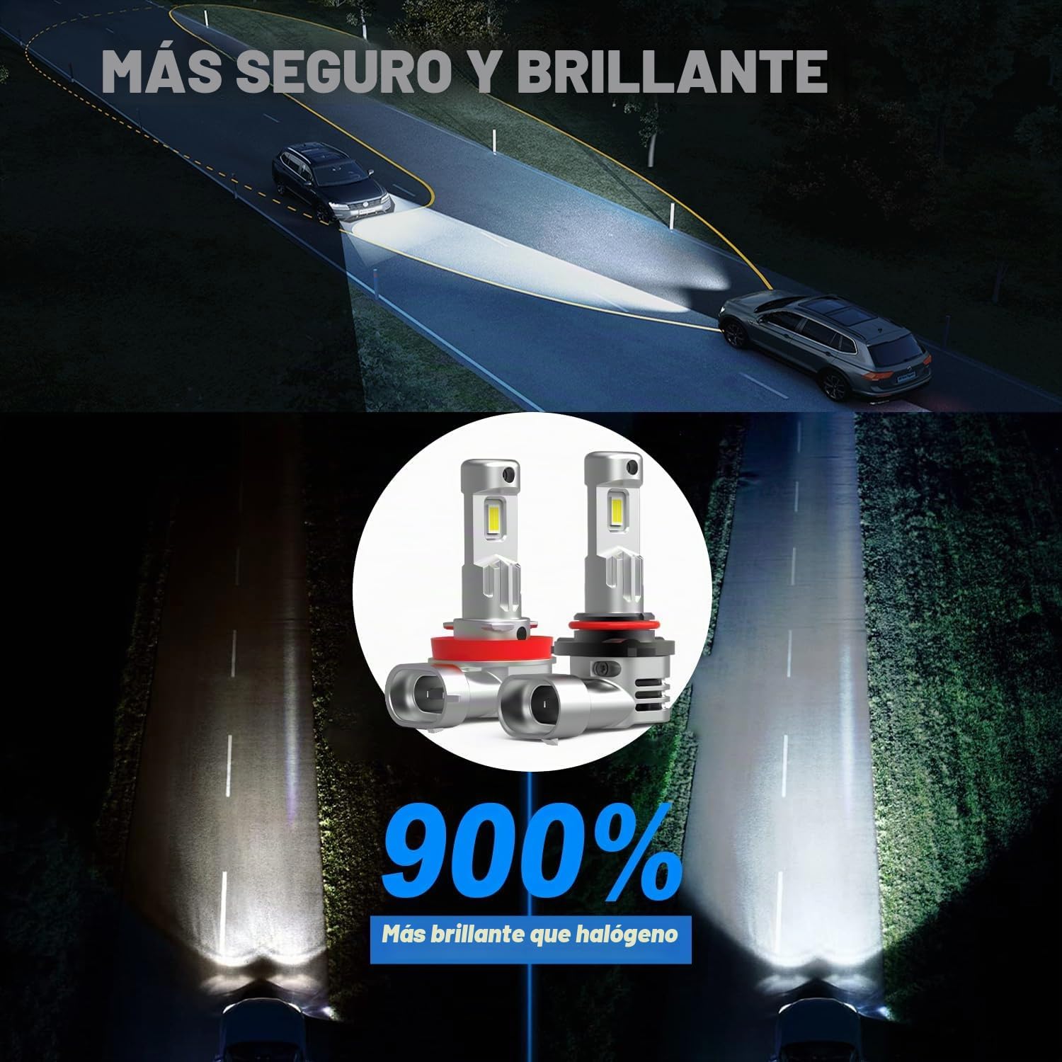 AHOBXD H11 9005 - Combo de bombillas LED, 900% 90000 lúmenes, más b...